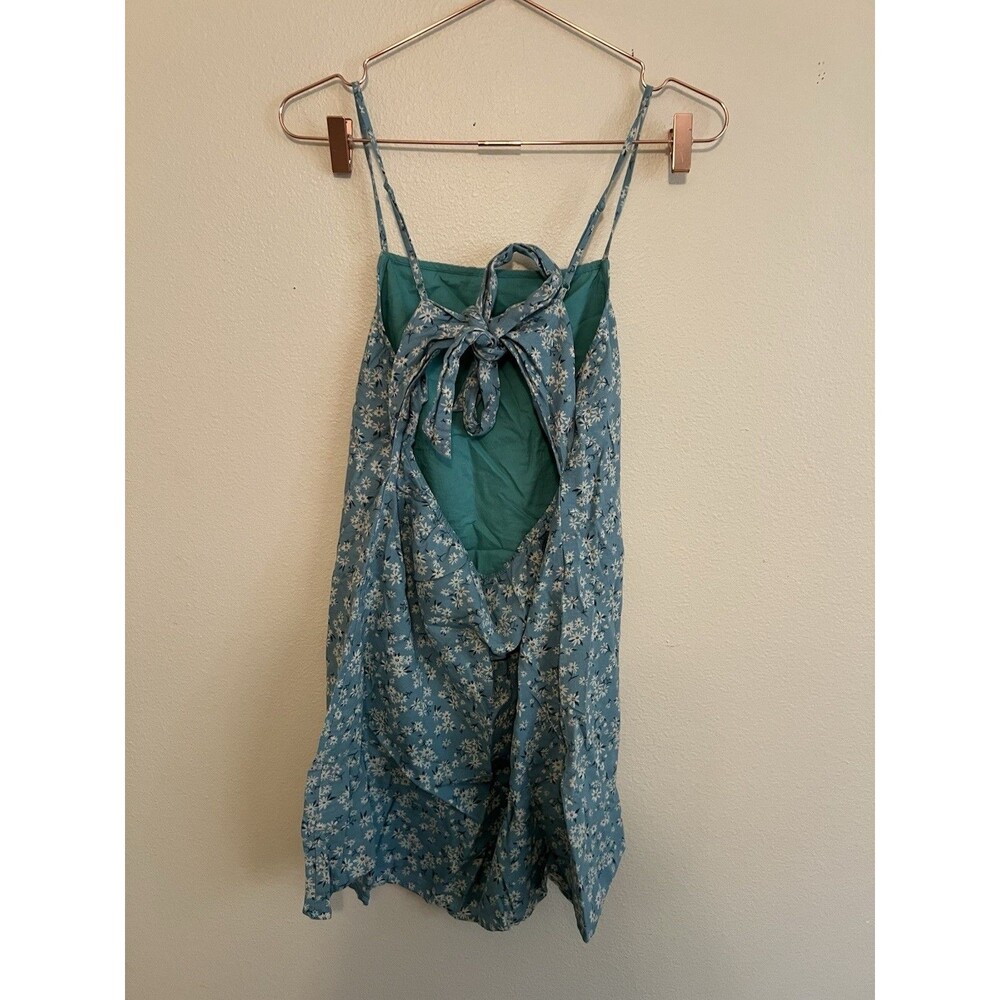 American Eagle Tie Back Cutout Ditsy Floral‎ Lined Mini Dress Blue Size Medium - Picture 7 of 10
